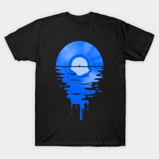 Cool Music Vinyl Record Retro Blue T-Shirt